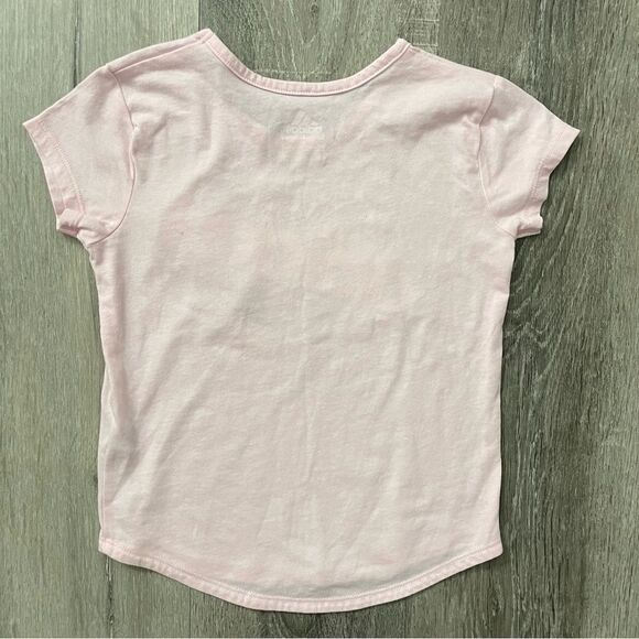 Adidas Girl’s Pink Black Glitter Heart Logo Graphic Short Sleeve Tee Size 5 - Picture 5 of 8